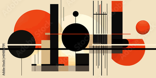 Abstract Bauhaus geometric shapes art vector background and wallpaper. 