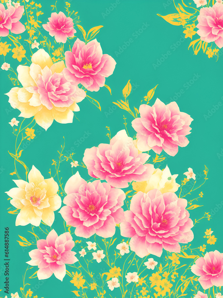 Flowers background. AI generated illustration