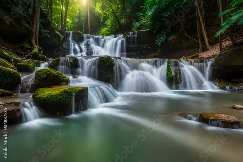 waterfall in the forest generated by AI technology © zaroosh