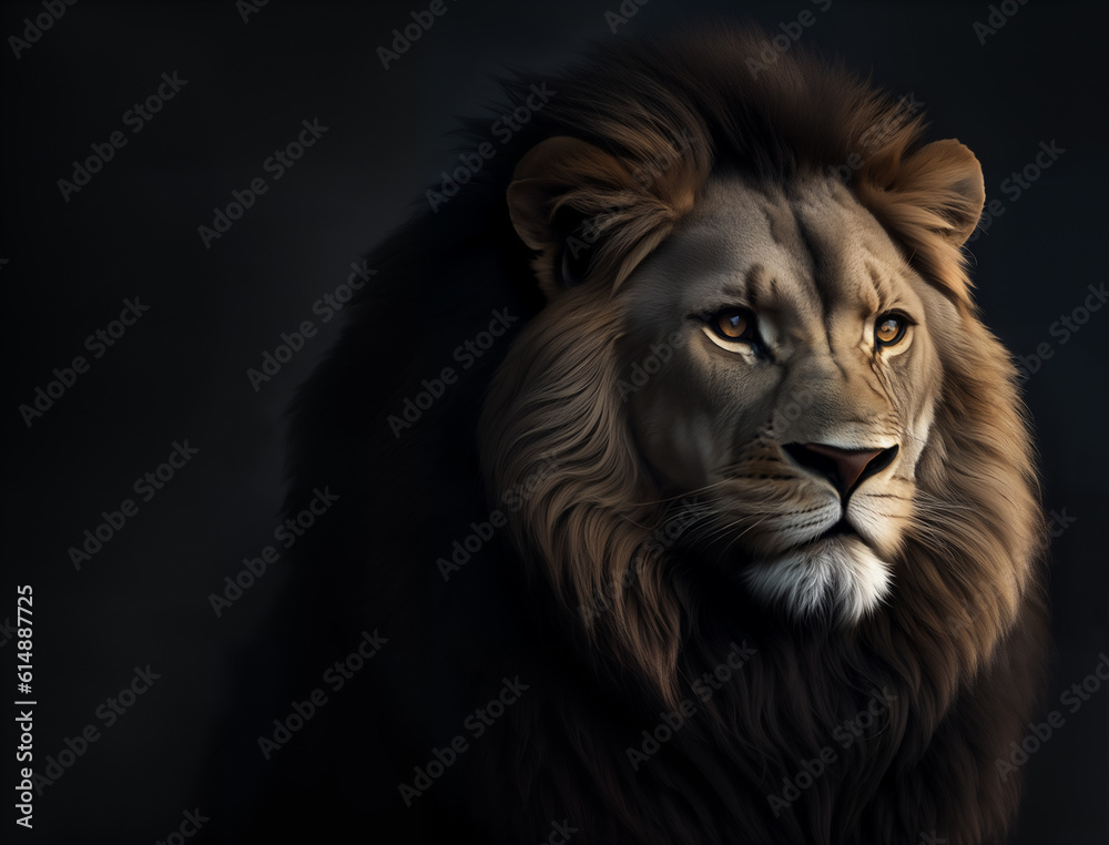 Beautiful lion portrait, generative ai