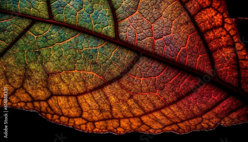 Vibrant autumn leaves showcase beauty in nature colorful patterns generated by AI #614888331