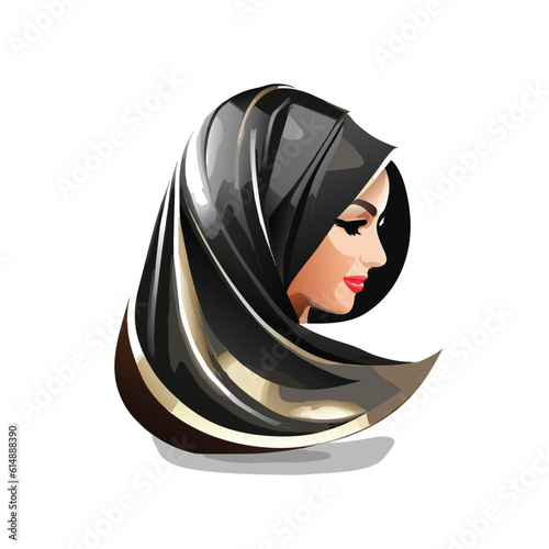Woman hijab logo with unique concept and business card design Premium Vector, Muslim fashion hijab logo design, beautiful headscarf for Muslim women