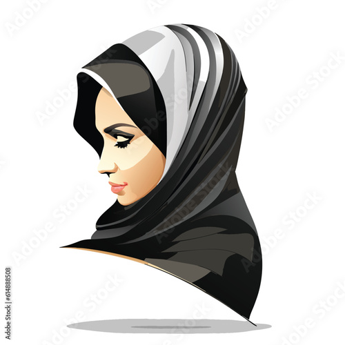 Woman hijab logo with unique concept and business card design Premium Vector, Muslim fashion hijab logo design, beautiful headscarf for Muslim women