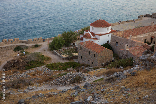 Church of Panagia Chryssafitissa in the ancient hillside town of Monemvasia island, Laconia, Greece. © vikakurylo81