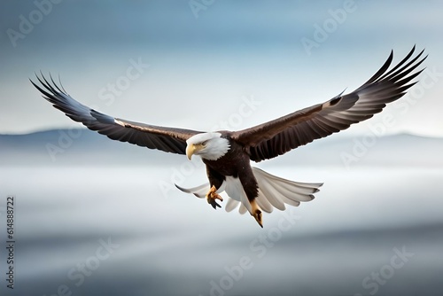 bald eagle in flight generated by AI technology 