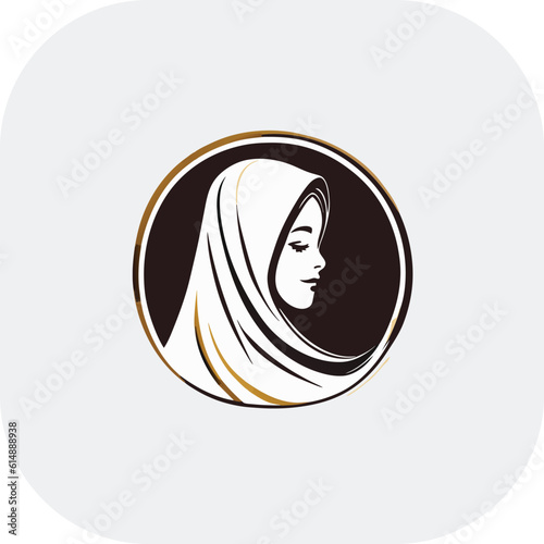 Woman hijab logo with unique concept and business card design Premium Vector, Muslim fashion hijab logo design, beautiful headscarf for Muslim women