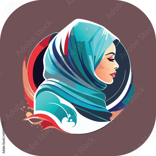 Woman hijab logo with unique concept and business card design Premium Vector, Muslim fashion hijab logo design, beautiful headscarf for Muslim women