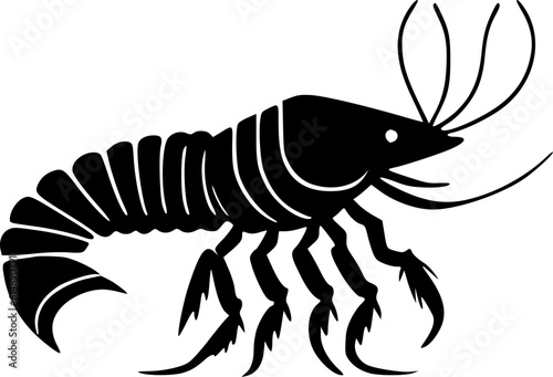 Crawfish - Black and White Isolated Icon - Vector illustration