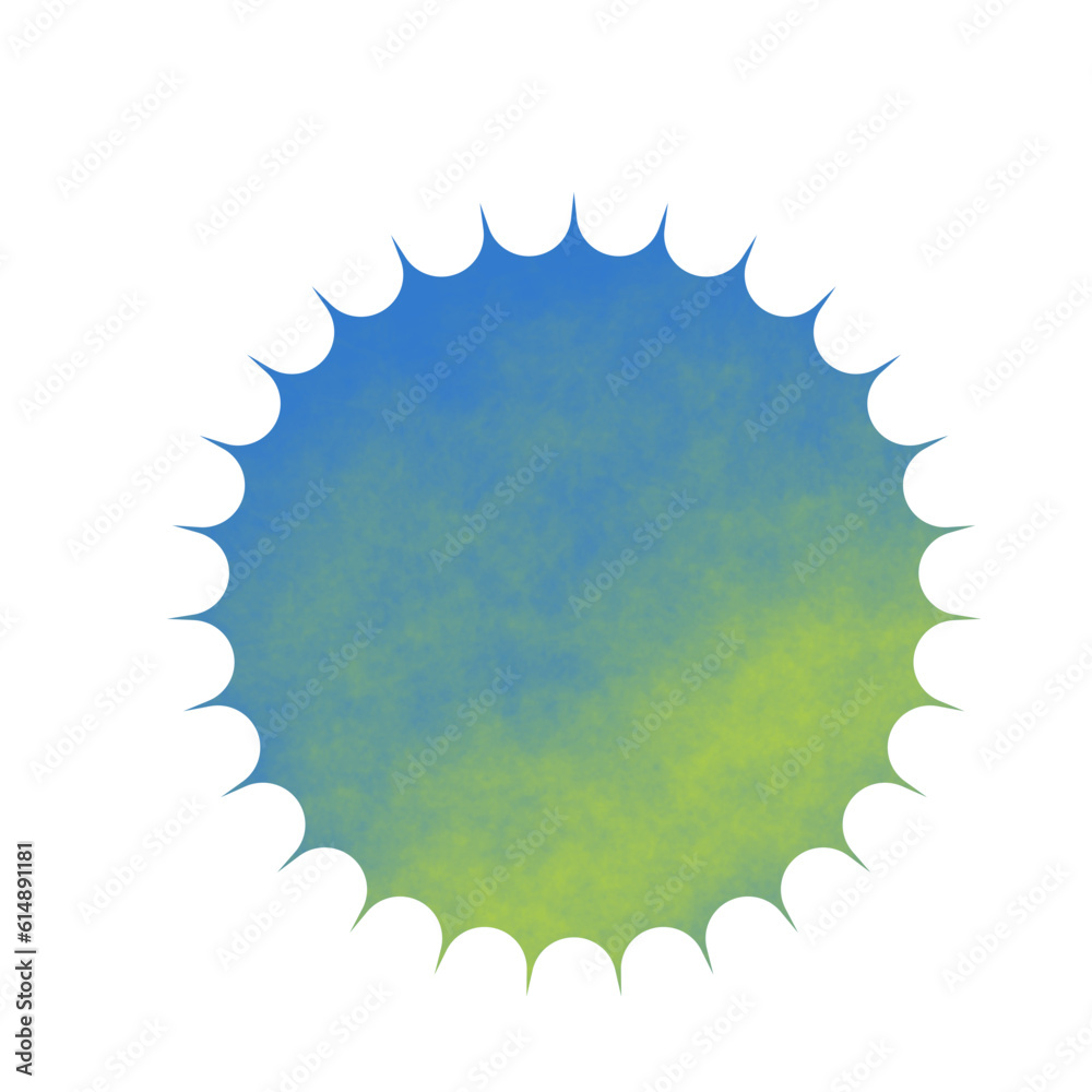 starburst vector with paint brush, sunburst badge. Nine different colors. Simple flat style Vintage label. Design element. Colorful stickers. Collection of various types and color icons.