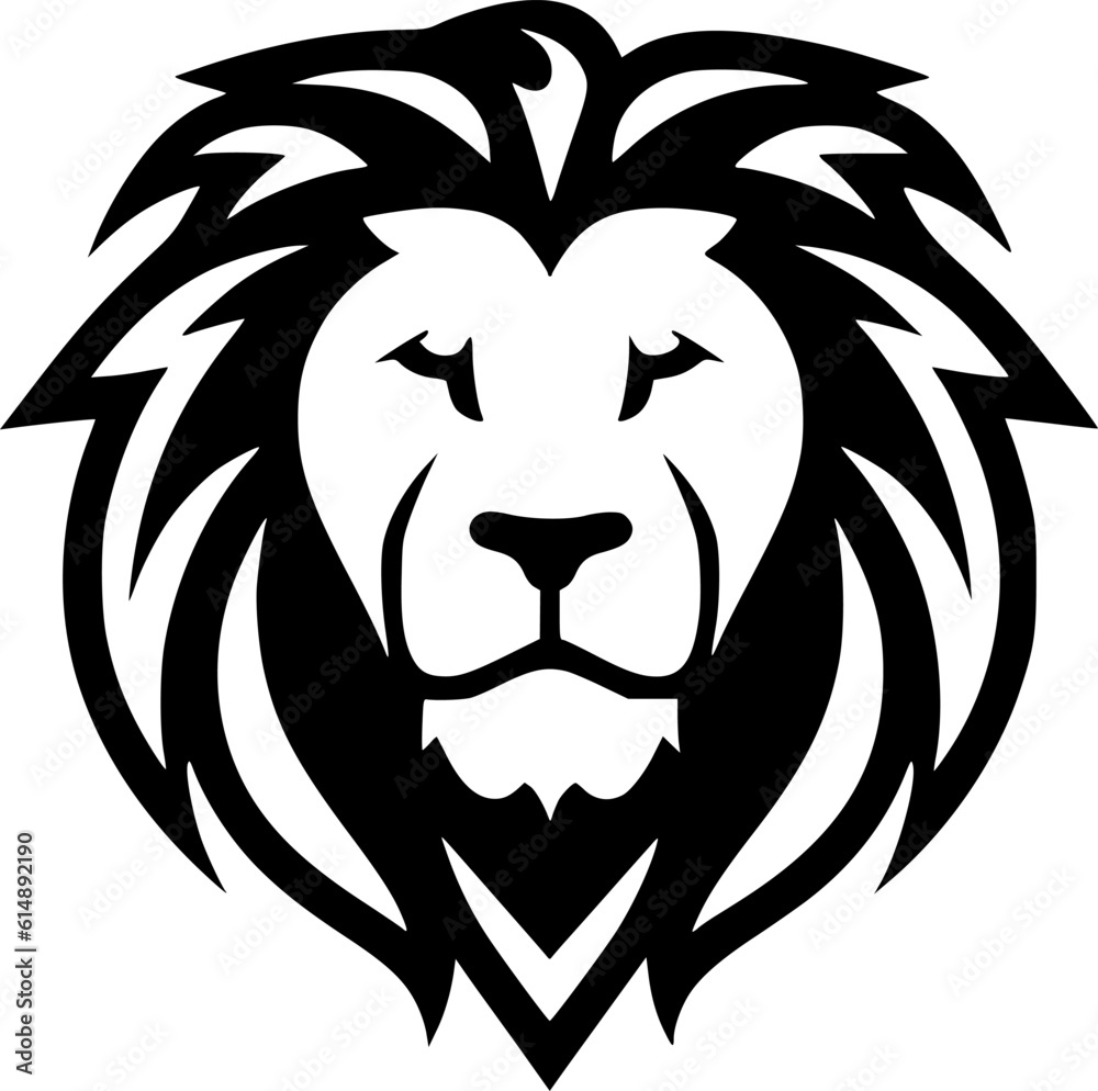 Fototapeta premium Lion - Black and White Isolated Icon - Vector illustration