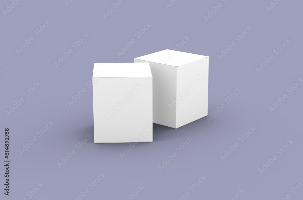 Square product box packaging mockup for brand advertising on a clean background.