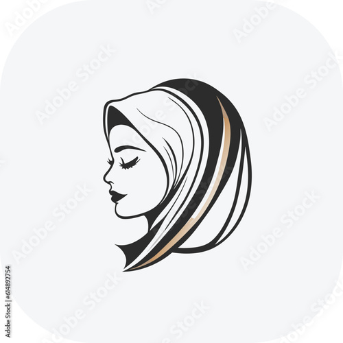 Woman hijab logo with unique concept and business card design Premium Vector, Muslim fashion hijab logo design, beautiful headscarf for Muslim women