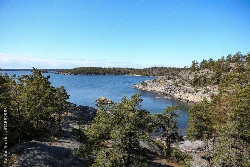 Beautiful landscape seaside cliff view with Baltic sea in Sweden.