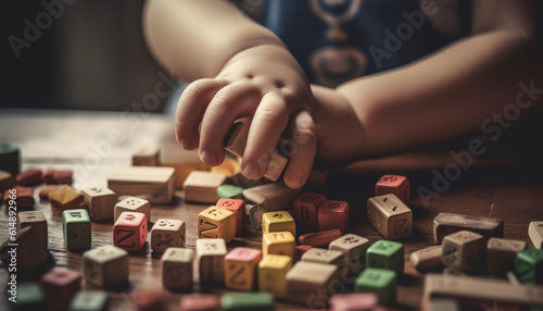 Building intelligence through playful learning with multi colored toy blocks generated by AI
