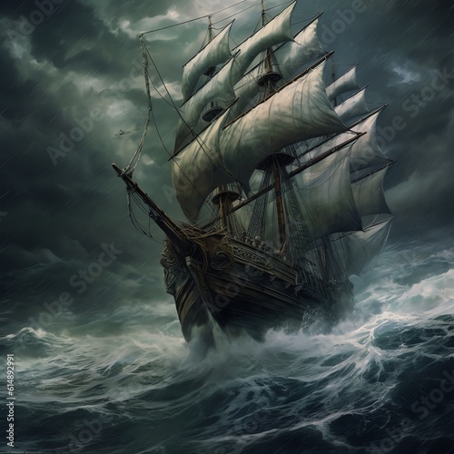 Old ship in the storm