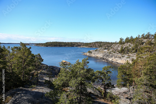 Beautiful landscape seaside cliff view with Baltic sea in Sweden.