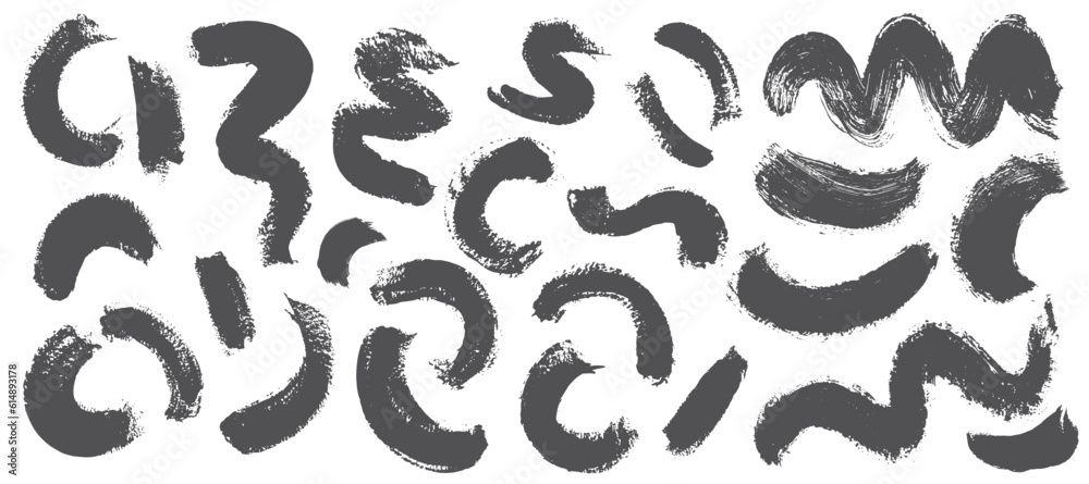 Grunge brush swirl set. Vector stock illustration isolated on white background for design template presentation, social media.