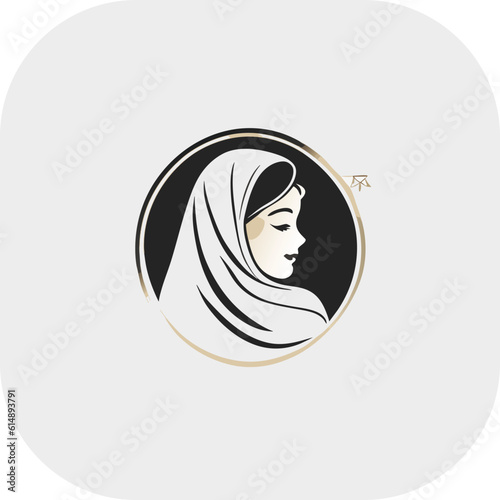 Woman hijab logo with unique concept and business card design Premium Vector, Muslim fashion hijab logo design, beautiful headscarf for Muslim women