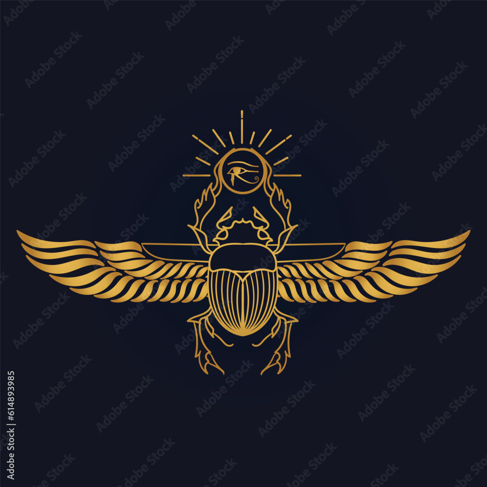 Egyptian Scarab bug with wings And ankh symbol Egyptian Scarab bug with wings And ankh symbol