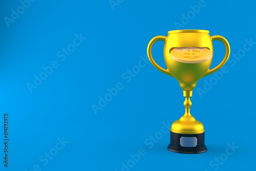 Golden trophy with golden coin inside