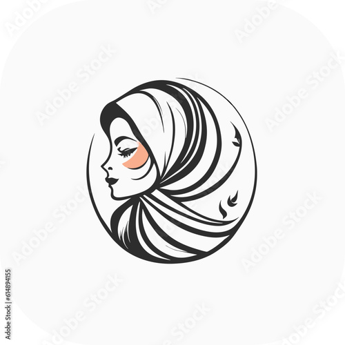 Woman hijab logo with unique concept and business card design Premium Vector, Muslim fashion hijab logo design, beautiful headscarf for Muslim women