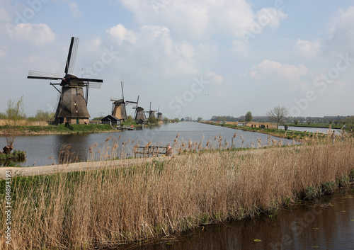 19 windmills at Kinderdijk built about 1740 is part of a larger water management system to prevent flooding. A UNESCO world heritage site. © wjarek