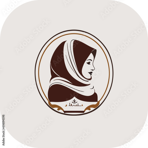 Woman hijab logo with unique concept and business card design Premium Vector, Muslim fashion hijab logo design, beautiful headscarf for Muslim women