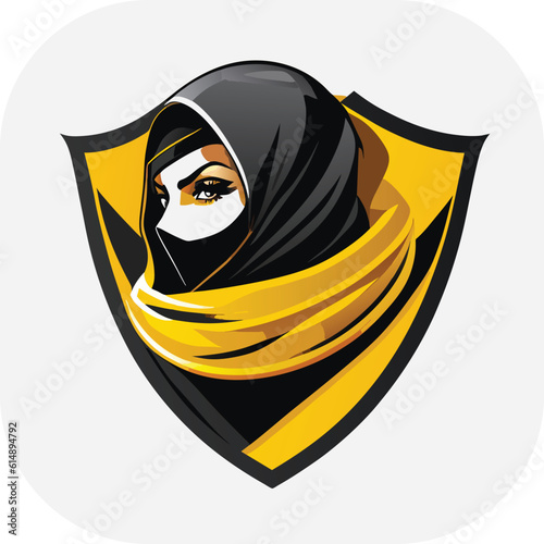 Woman hijab logo with unique concept and business card design Premium Vector, Muslim fashion hijab logo design, beautiful headscarf for Muslim women