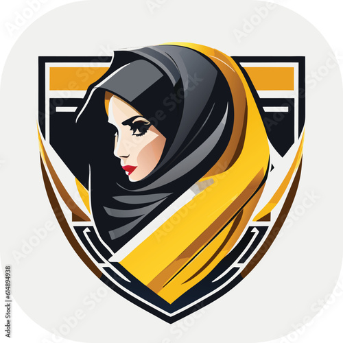 Woman hijab logo with unique concept and business card design Premium Vector, Muslim fashion hijab logo design, beautiful headscarf for Muslim women