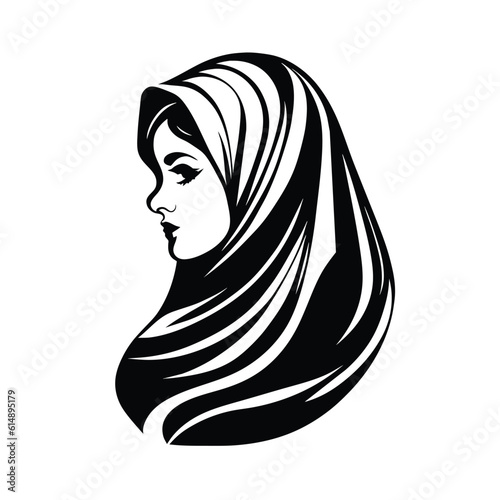 Woman hijab logo with unique concept and business card design Premium Vector, Muslim fashion hijab logo design, beautiful headscarf for Muslim women