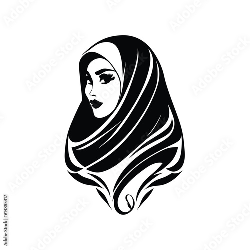 Woman hijab logo with unique concept and business card design Premium Vector, Muslim fashion hijab logo design, beautiful headscarf for Muslim women