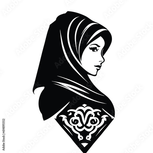 Woman hijab logo with unique concept and business card design Premium Vector, Muslim fashion hijab logo design, beautiful headscarf for Muslim women