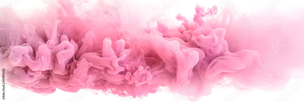 Fototapeta premium abstract pink smoke colorful banner gradient pastel color on white background, generative ai.