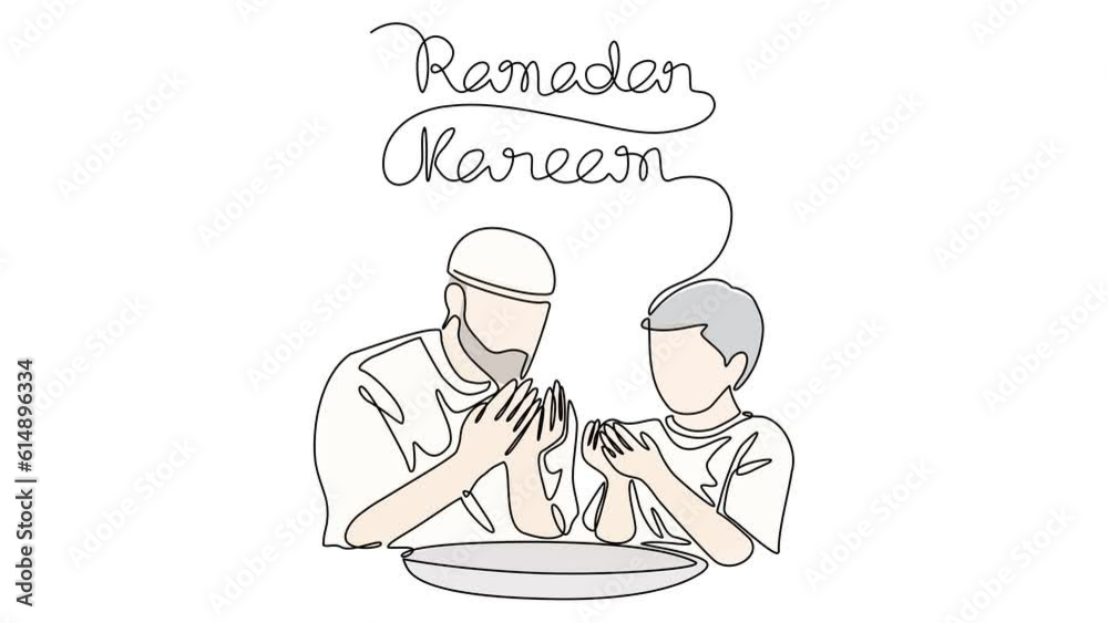 Animated self drawing of people are praying in the mosque during ramadan time. Moslem praying design in simple linear style illustration. Ramadan mubarak design videos for your business asset. Animated self drawing of people are praying in the mosque during ramadan time. Moslem praying design in simple linear style illustration. Ramadan mubarak design videos for your business asset.