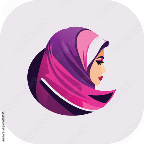 Woman hijab logo with unique concept and business card design Premium Vector, Muslim fashion hijab logo design, beautiful headscarf for Muslim women