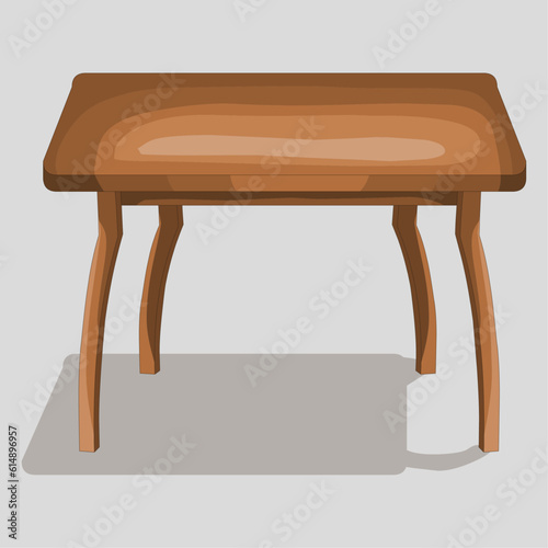 Classic wooden table vector illustration on grey background