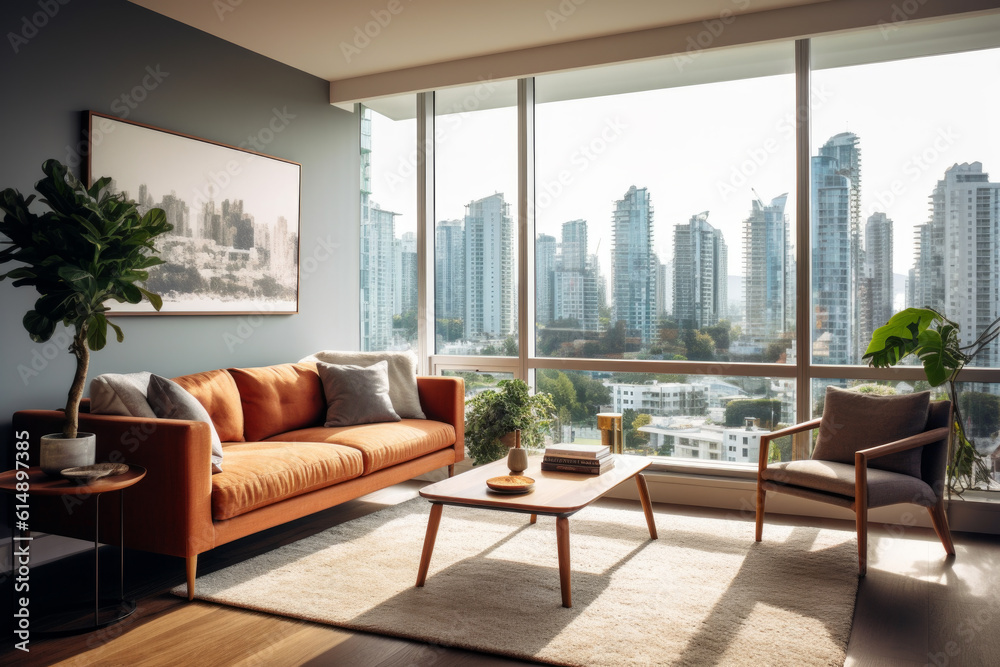 This charming room boasts natural light from the large windows, highlighting the comfortable sofa, stylish table, and cozy armchair. The perfect place for relaxation. Generative AI Technology. This charming room boasts natural light from the large windows, highlighting the comfortable sofa, stylish table, and cozy armchair. The perfect place for relaxation. Generative AI Technology.