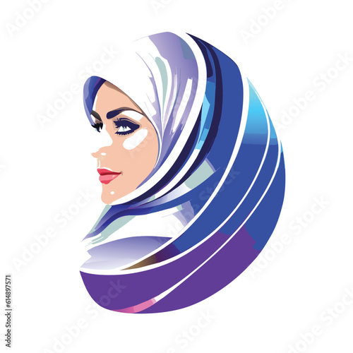 Woman hijab logo with unique concept and business card design Premium Vector, Muslim fashion hijab logo design, beautiful headscarf for Muslim women