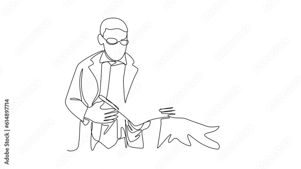 Animated self drawing of single continuous line draw for a doctor is discuss with nurse in the clinic or hospital. Health design concept illustration in simple linear animation. Medical full animation Animated self drawing of single continuous line draw for a doctor is discuss with nurse in the clinic or hospital. Health design concept illustration in simple linear animation. Medical full animation