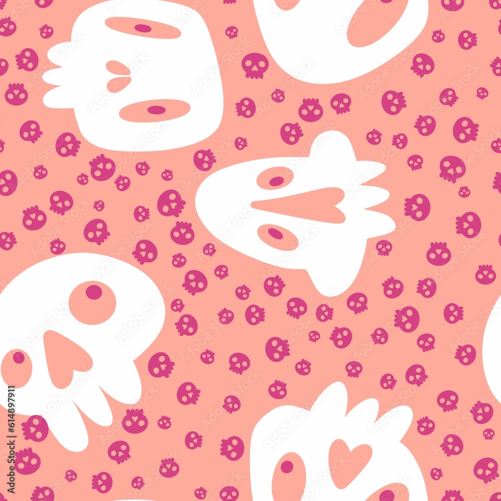 'Cartoon Halloween seamless skulls pattern for wrapping paper and linens and fabrics and kids clothes print 'Cartoon Halloween seamless skulls pattern for wrapping paper and linens and fabrics and kids clothes print