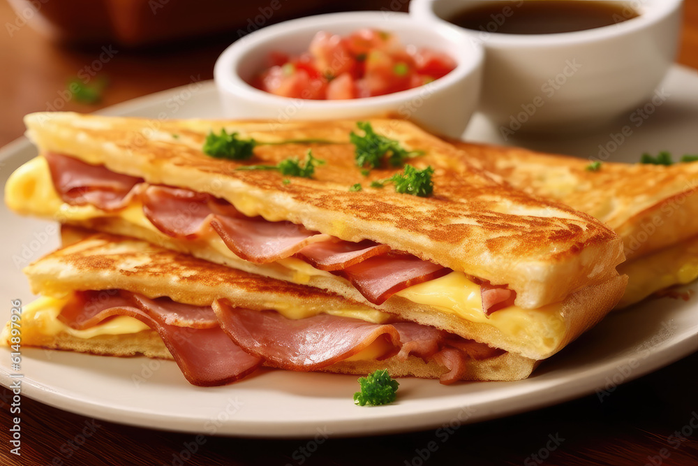 Ham and cheese omelette - ai generated Ham and cheese omelette - ai generated