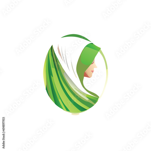 Woman hijab logo with unique concept and business card design Premium Vector, Muslim fashion hijab logo design, beautiful headscarf for Muslim women