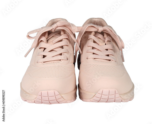 Women's sneakers isolated from background. Pink color. Front view