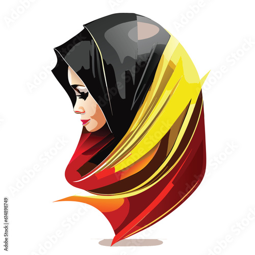 Woman hijab logo with unique concept and business card design Premium Vector, Muslim fashion hijab logo design, beautiful headscarf for Muslim women