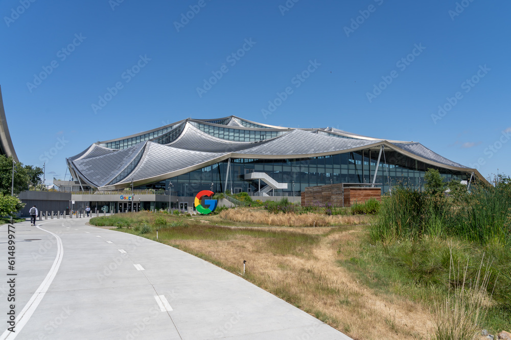 Exterior view of Google Bay View corporate campus in Mountain View ...