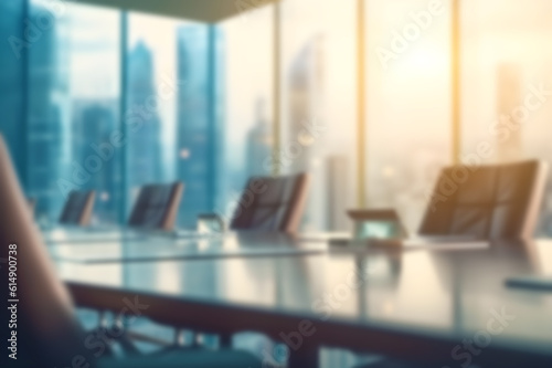 blurred background for business conferences and presentations overlooking an empty office  generative ai