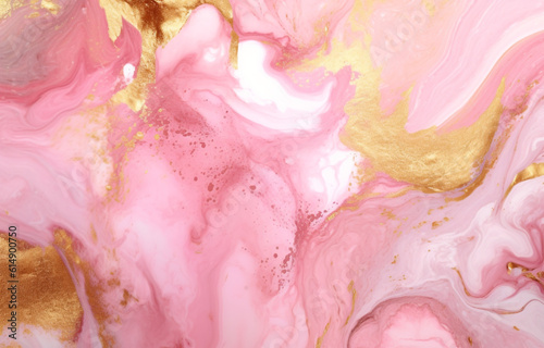 Pink and gold marble background made with AI generative technology