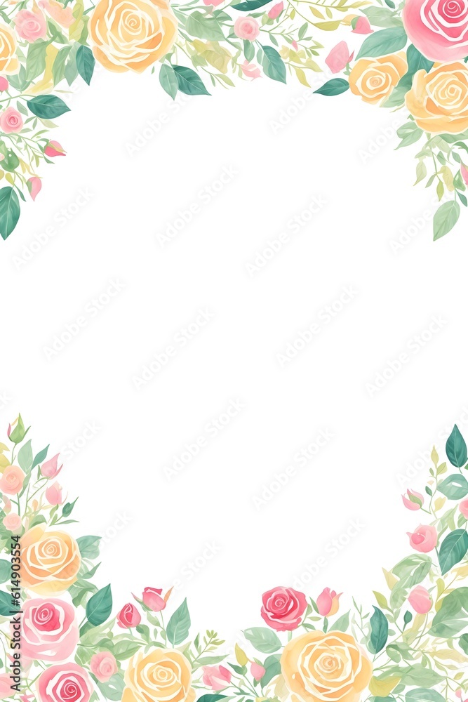 Set of floral branches. Flower rose, green leaves. Wedding concept with flowers. Floral poster, invite. Arrangements for greeting card or invitation design. Generative AI.