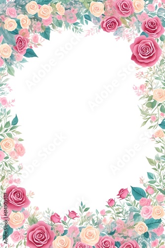 Set of floral branches. Flower rose, green leaves. Wedding concept with flowers. Floral poster, invite. Arrangements for greeting card or invitation design. Generative AI. © 360VP