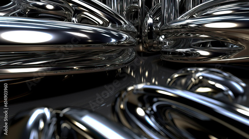 Abstrakter 3D-Hintergrund mit Elementen aus Chrom.